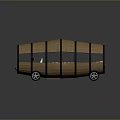 Bus With Wooden Curved Roof Black Stripes And Red White Seats