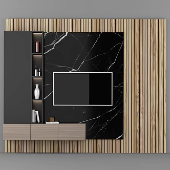 TV background combination wall TV ornaments 3d model