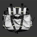 White Tactical Backpack With Black Stripes Adjustable Straps And Durable Design 3d model