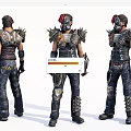 Game Character Design With Spiked Armor Mask And Decorative Outfit From Multiple Angles