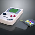 Portable Vintage Handheld Game Console with Classic Design and Game Cartridge