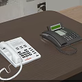 White and Black Telephones Placed on Wooden Table for Daily Use
