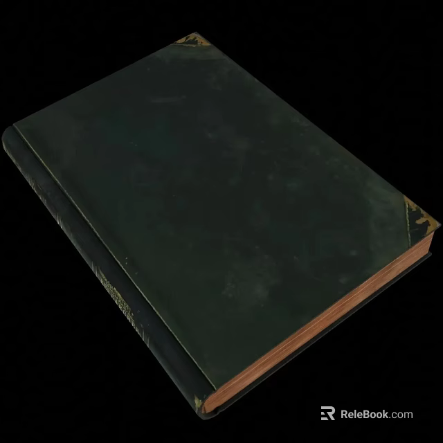 Vintage Thick Hardcover Book With Green Cover And Classic Design On Black Background 3d model 