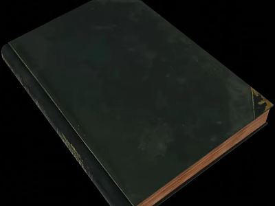Vintage Thick Hardcover Book With Green Cover And Classic Design On Black Background 3d model
