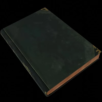 Vintage Thick Hardcover Book With Green Cover And Classic Design On Black Background 3d model