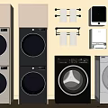 Modern Washers In Stackable And Standalone Designs With White Gray Finishes And Control Panels 3d model