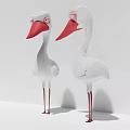 Decorative Bird Ornament Set with White Bodies Red Beaks Legs for Modern Minimalist Home Decor