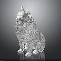 White Fluffy Dog Shaped Electronic Device With Sitting Posture And Reflective Surface 3d model