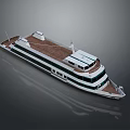 Modern White Green Yacht With Wooden Deck Multi Layer Structure And Side Windows 3d model