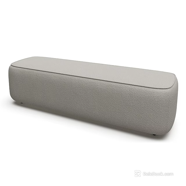 Modern Gray Upholstered Sofa Bench With Sleek Rectangular Design And Comfortable Seat 3d model