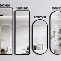Modern Rectangular Oval Black Frame Mirrors In 1600x600 1500x500 1500x530 1200x530 Sizes