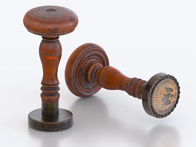 Wooden Decorative Ornament Set with Columnar Round Top Black Base and Engraved Design 3d model