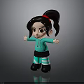 Cute Child Doll With Black Hair Ponytail Red Hairband Turquoise Hoodie Black Skirt
