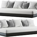 Modern Multi Person Sofa With White Cushions Black Frame And Multiple Pillows 3d model