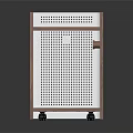 Modern Entryway Sideboard Cabinet With White Perforated Panels And Wooden Shelves