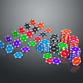 Assorted Colorful Poker Chips Scattered And Stacked On Gray Background