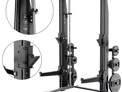 Sturdy Steel Frame Power Rack With Adjustable Hooks And Weight Plates For Home Gym Use 3d model