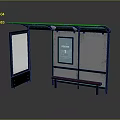 Modern Bus Shelter Equipment With Roof Glass Panels And Red Bench