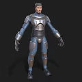 Man In Blue And Silver Armor 3D Character Model With Detailed Design
