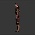 Game Movie Character Wearing Futuristic Sci Fi Battle Armor With Red Gold Intricate Patterns