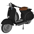 Vintage Black Motorcycle With Brown Leather Seat And Classic Chrome Wheels Design