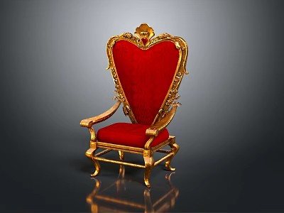 Luxurious Ornate Royal Chair Featuring Golden Frame Red Upholstery And Decorative Accents 3d model