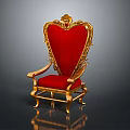 Luxurious Ornate Royal Chair Featuring Golden Frame Red Upholstery And Decorative Accents