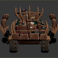 Unique Green Vehicle With Wooden Spiked Decorations And Roof Rack Design