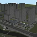 Modern Urban Aerial Planning With High Rise Buildings Riverfront And Green Spaces