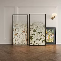 Decorative Room Dividers with Intricate Botanical and Animal Patterns in Earth and Green Tones
