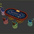 Roulette table gambling table gambling equipment items 3d model