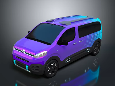 Citroen Van With Purple Blue Gradient Finish Modern Design Roof Rack And Alloy Wheels 3d model