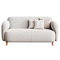 Modern Sofa Interior With Grey And Beige Couches And Decorative Pillows 3d model