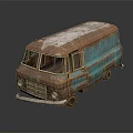 Old Rusted Turquoise Van Exterior With Classic Design And Weathered Look