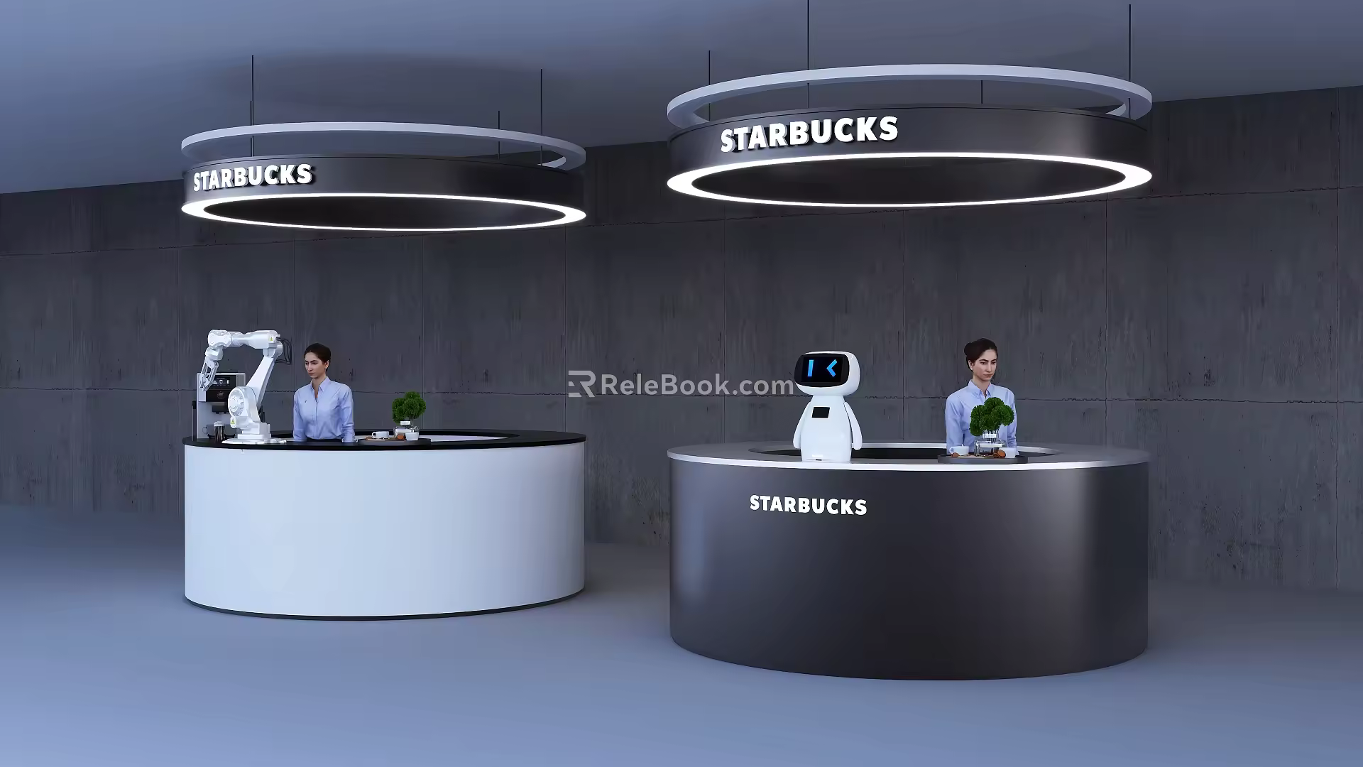 Bar Round Coffee Table Coffee Area Tea Break Area Coffee Robot Arm Coffee Table Round Bar Coffee Table 3d model