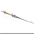 Ornate Decorative Sword As Mythical Weapon With Gold Silver Accents And Sharp Blade