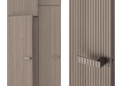 Modern Hinged Door Design With Vertical Grooves And Sleek Metal Handle 3d model