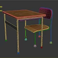 Vintage Wooden Table And Metal Chair Furniture Set For Home Use