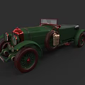 Vintage Green Open Top Classic Car With Red Wheels And Retro Design
