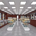 Retail Store Interior Design With Glass Display Cases Shelves Counter And Lighting