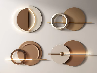 Modern Wall Decor With Circular Elements Warm Tones And Lighting 3d model