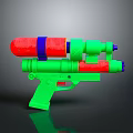 Colorful Toy Gun with Green Grip Red Barrel and Blue Accents in Plastic Structure