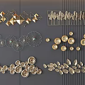 Modern Geometric Metal Wall Decor With Gold Elements And Various Shapes 3d model