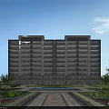 Modern Residential Building Exterior With Balconies Contemporary Design Lush Greenery And Courtyard