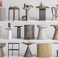 Stylish Assorted Side Tables with Diverse Shapes and Textures for Modern Home Decor