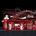 Coca Cola Themed Red Building Exterior With White Bear And Decorations 3d model