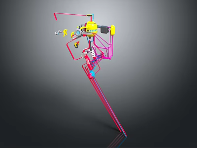 Colorful Space Exploration Robotic Device With Mechanical Arms Sensors And Framework 3d model