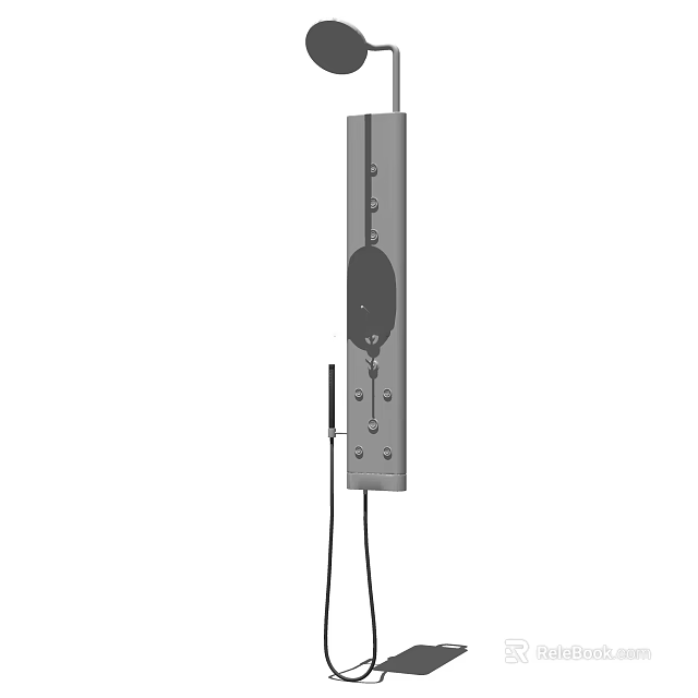 Modern Wall Mounted Shower Head With Handheld Sprayer And Control Panel Design 3d model 