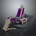 Futuristic 3D Sci Fi Mechanical Model With Purple Beige Wing Like Structures And Circular Rings 3d model