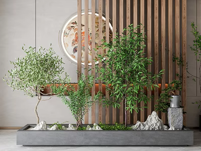 flowerbed green plant bonsai 3d model
